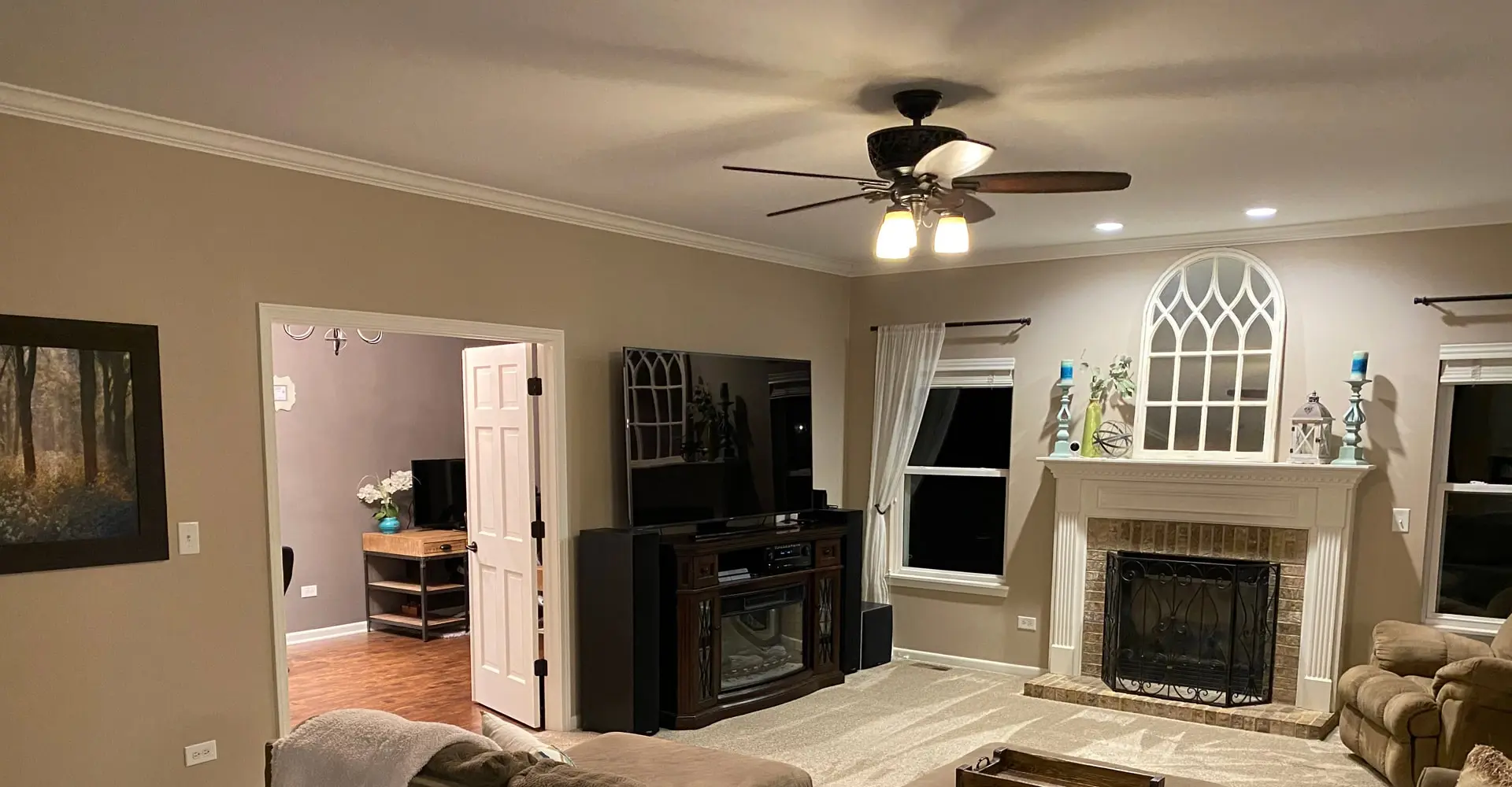 Ceiling Fan installation in a family room in New Port Richey FL